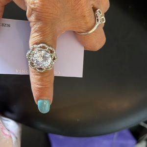 New Badgley Mischka Cubic Zirconia Large Cluster ring size 7